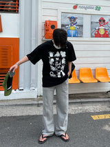 レイジーキャットハーフTシャツ / LAZY CAT HALF T-SHIRTS(2COLOR)