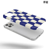 チェッカーボードグロッシーケース-blue