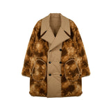 [UNISEX] Reversible Faux Fur and Double-Breasted Padded Coat (Brown) (6656402325622)