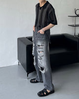 OA クロッフルカラーニットウェア / OA Croffle Collar Knitwear (4 colors)