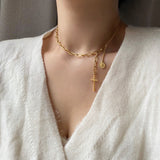 クロスコイン2WAYボールドショートロングネックレス / soe Cross Coin Two Way Bold Short Long Necklace