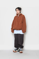 fur ribbed zip-up jacket