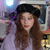 セーフティピンチェインベレー帽/0 4 safety pin chain beret - BLACK