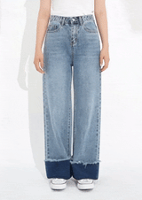 ワイドフィットロールアップデニムパンツ/WIDE FIT LIGHT BLUE ROLL UP DENIM PANTS [16635]