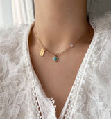 hte パールカラーハートターコイズゲストルックアセントネックレス/hte Pearl Color Heart Turquoise Guest Look Accent Necklace