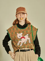 Sheep Embroidered Vest (Brown) (6643892879478)