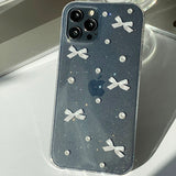 Beige - Ribbon Pearl Phone Case Ribbon Tok Set_glitter