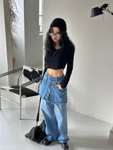 It's soft. A long-sleeved cropped shirt