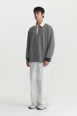 WOVEN COLLAR RUGBY T-SHIRT (stripe)