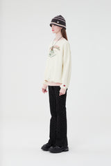 チェリーケーキグラフィックポイントスウェットシャツ／CHERRY CAKE GRAPHIC RIB POINT SWEATSHIRT [IVORY]