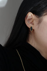 Oval onyx earrings