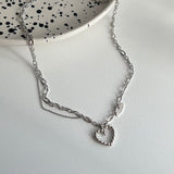 2ラインチェーンキッチュヒップハートネックレス/havo Bold, two-line chain, kitsch, hip, heart necklace