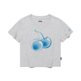 ビッグチェリーホットフィックスポイントクロップTシャツ / BIG CHERRY HOTFIX POINT CROP T-SHIRT [MELANGE GRAY]
