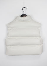 クロップレザーパッデッドベスト/Crop Leather Padded Vest (2color)