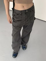 ミルカンサマーファブリックカーペンターポケットロングコットンパンツ / Milcan Summer Fabric Carpenter Pocket Long Cotton Pants