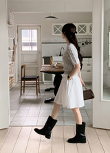 Natural Pleated Midi Skirt (2color)
