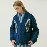CHIMAYO PATTERN BRUSHED CARDIGAN NAVY