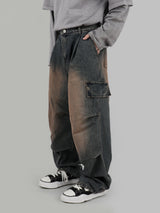 Fake cargo denim pants