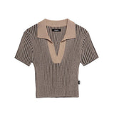 ストライプ カラー クロップ ニット /  CHARMS STRIPE COLLAR CROP KNIT BE