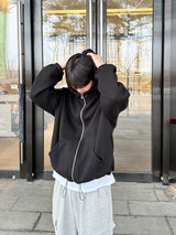 Unisex high neck hood zip-up
