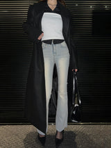[UNISEX]ウールバックボタンマキシロングコート(ブラック)