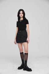 mii リブ SS Tシャツ / mii RIBBED SS T-SHIRT BLACK
