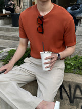 ロエミニマルリネンラウンド半袖ニット/Roe Minimal Short-Sleeved Linen Round Knitwear (9 colors)