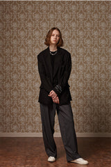 Belted wide slacks - Charcol (4622120091766)