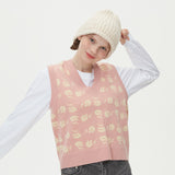 FLOWER JAQUARD KNIT VEST_PINK (6610820366454)
