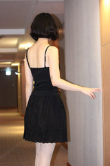 フラワーレーススカート/flower lace skirt (black)