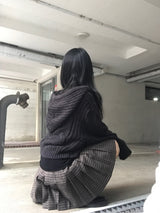 Aki Checkered Pleats Skirt