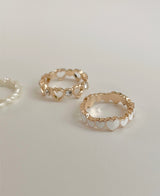 [3 set] Twisted Swan Heart Layered Ring Set / 2 color