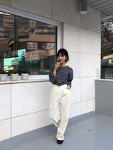 フェミニンコットンワイドピンタックパンツ