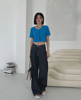 リネンローワイドパンツ/no,1048 linen raw wide pants