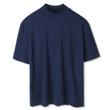 RIB MOCK NECK HALF T-SHIRT NAVY (6566874284150)