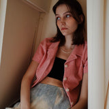 フラワーテリーハーフシャツ / FLOWER TERRY HALF SHIRT_PINK