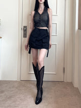957. クロップホルターシャツトップ / 957. Crop halter shirts top (2color)