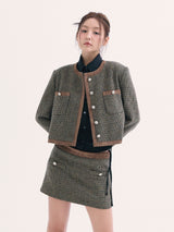 Leona tweed skirt BROWN