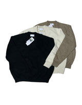 V-neck basic knit / knit , overfit knit