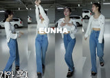 ワイドフィットベルトセットスリットデニムパンツ / SONG JI HYO, VIVIZ EUNHA, SISTAR HYRIN, EVERGLOW AISHA, NATURE LU, STAYC ISA, FROMIS_9 SAEROM WORNSEMI WIDE FIT BELT SET SLIT DENIM PANTS [6607]