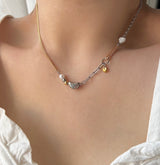 fx Stainless Steel Titanium Combination Mix Ball Heart Kitch Unique y2k Hip Necklace