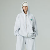 グラフィティプリンティングフードジップアップ/GRAFFITI PRINTING HOOD ZIP-UP-WHITE MELANGE