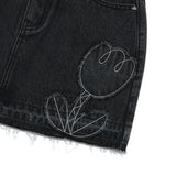 チェリープラネットデニムスカート / CHERRY PLANT DENIM SKIRT [BLACK]