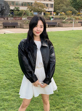 Classic Black Crop Leather Jacket