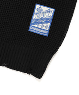 DAMAGED KNIT ZIP UP HOODIE BLACK(CV2DFUK681A)