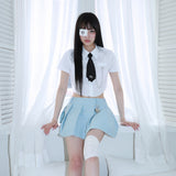 0 1 ネクタイチェーンハーフシャツ / 0 1 necktie chain half shirt -WHITE