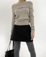 フラッシュオフザショルダーニット / Flash Off-the-shoulder knit (3color)