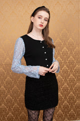 lace up cardigan black (6651906457718)