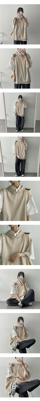 バーギーリネンボキシーフードベスト / Burgy Linen Boxy Hood Vest