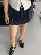 オベットビッグポケットデニムミニスカート/Obet Big Pocket Denim Mini Skirt